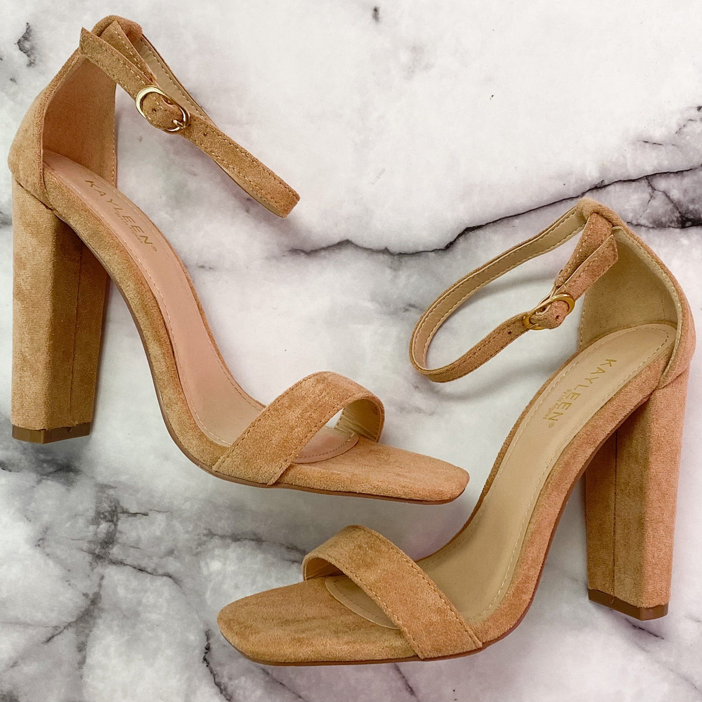 Shayleigh Suede Block Heels: Taupe - Bella and Bloom Boutique
