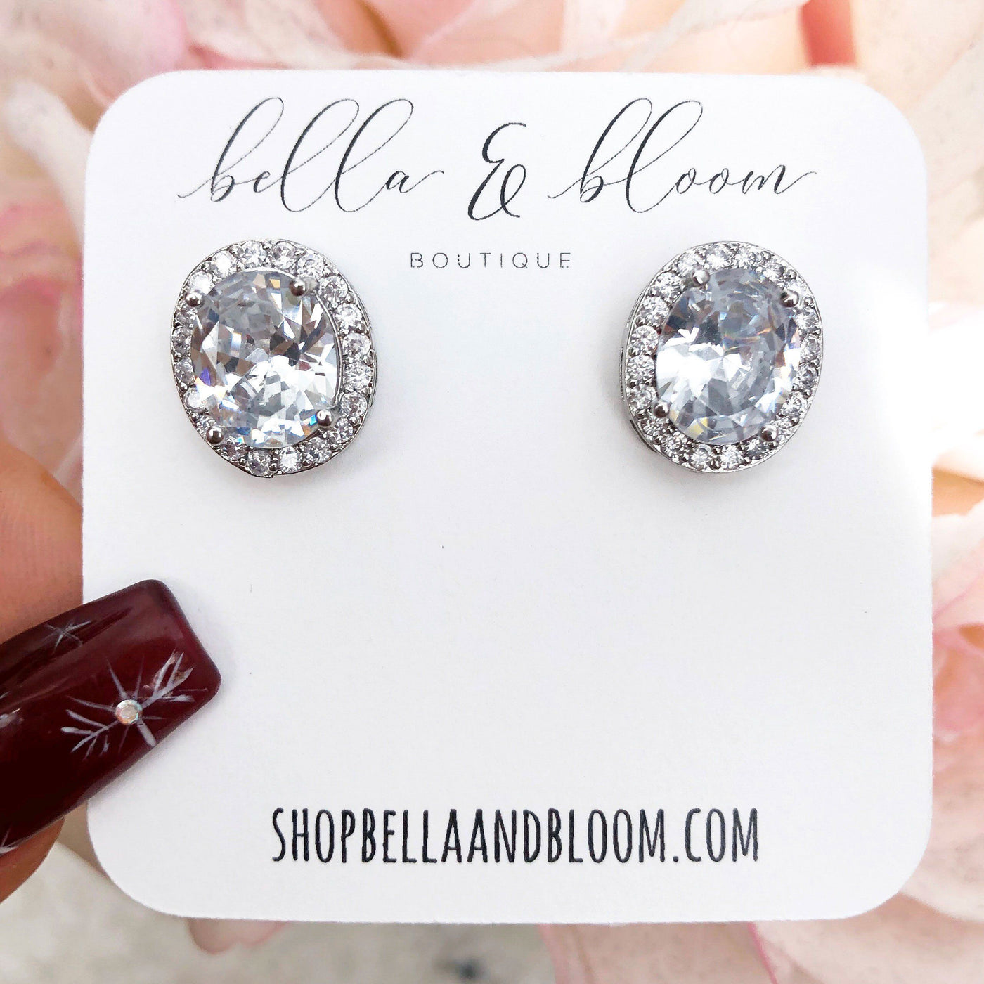 Oversized Oval Stud Earrings: Silver - Bella and Bloom Boutique