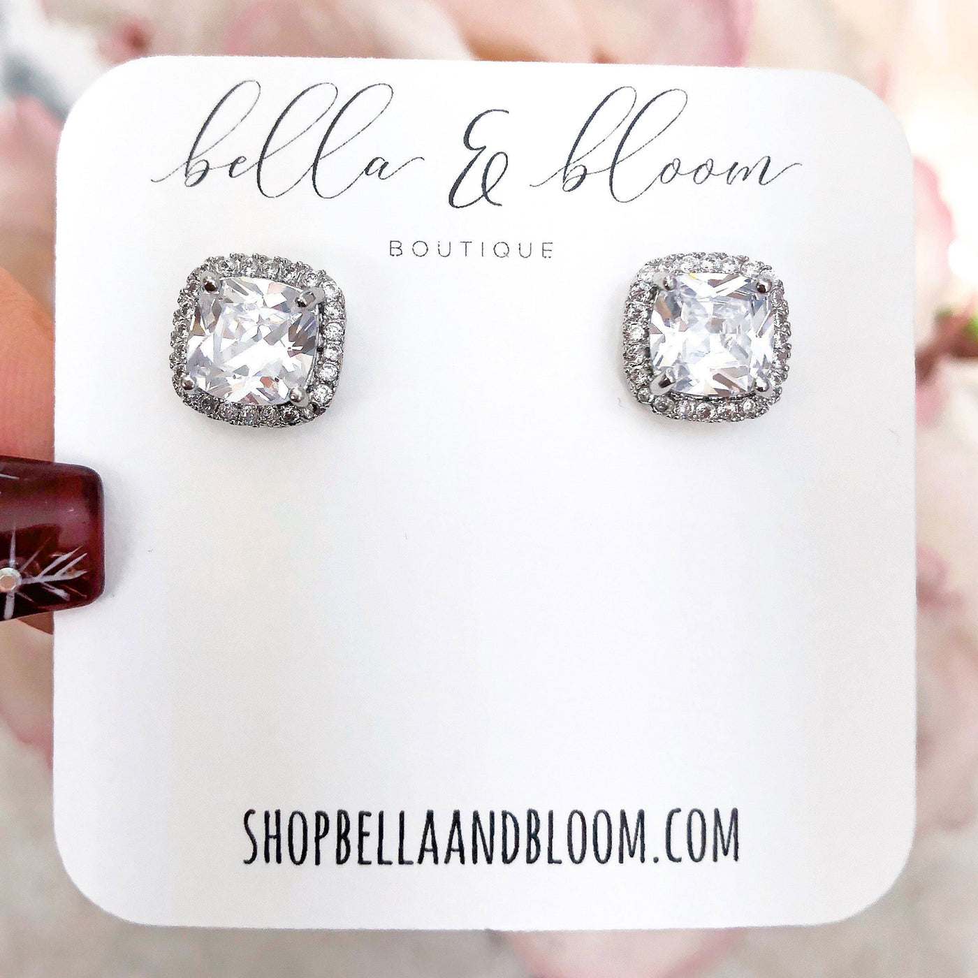 Square Stud Earrings: Silver - Bella and Bloom Boutique