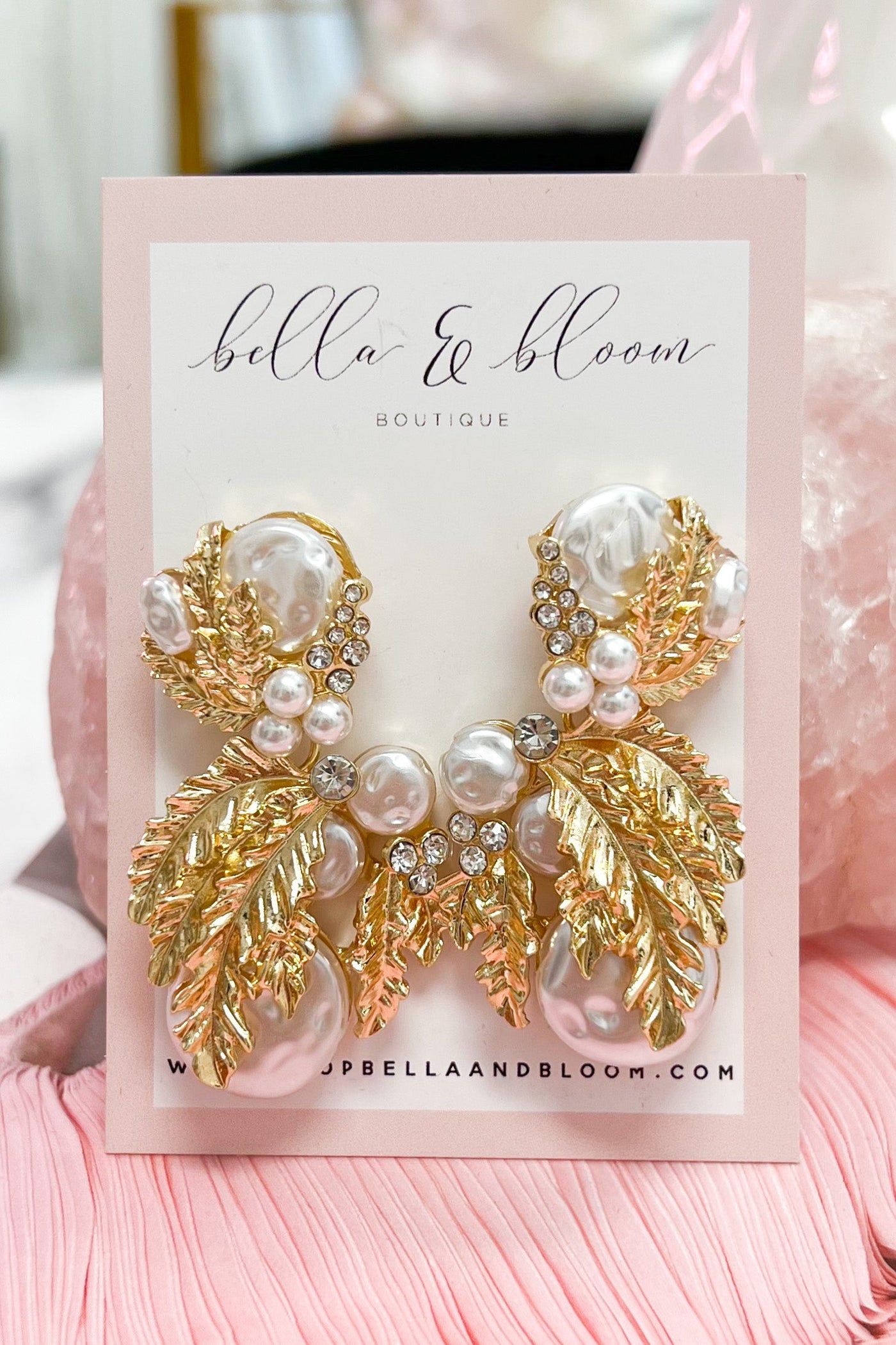 Reina Pearl Earrings: Gold - Bella and Bloom Boutique