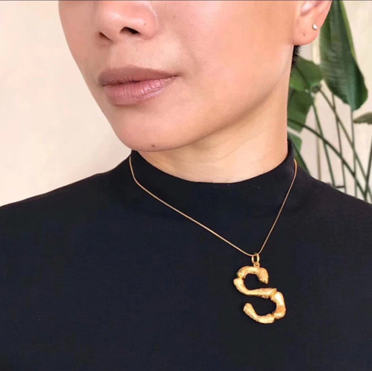 Bamboo Initial Necklace: Gold - Bella and Bloom Boutique
