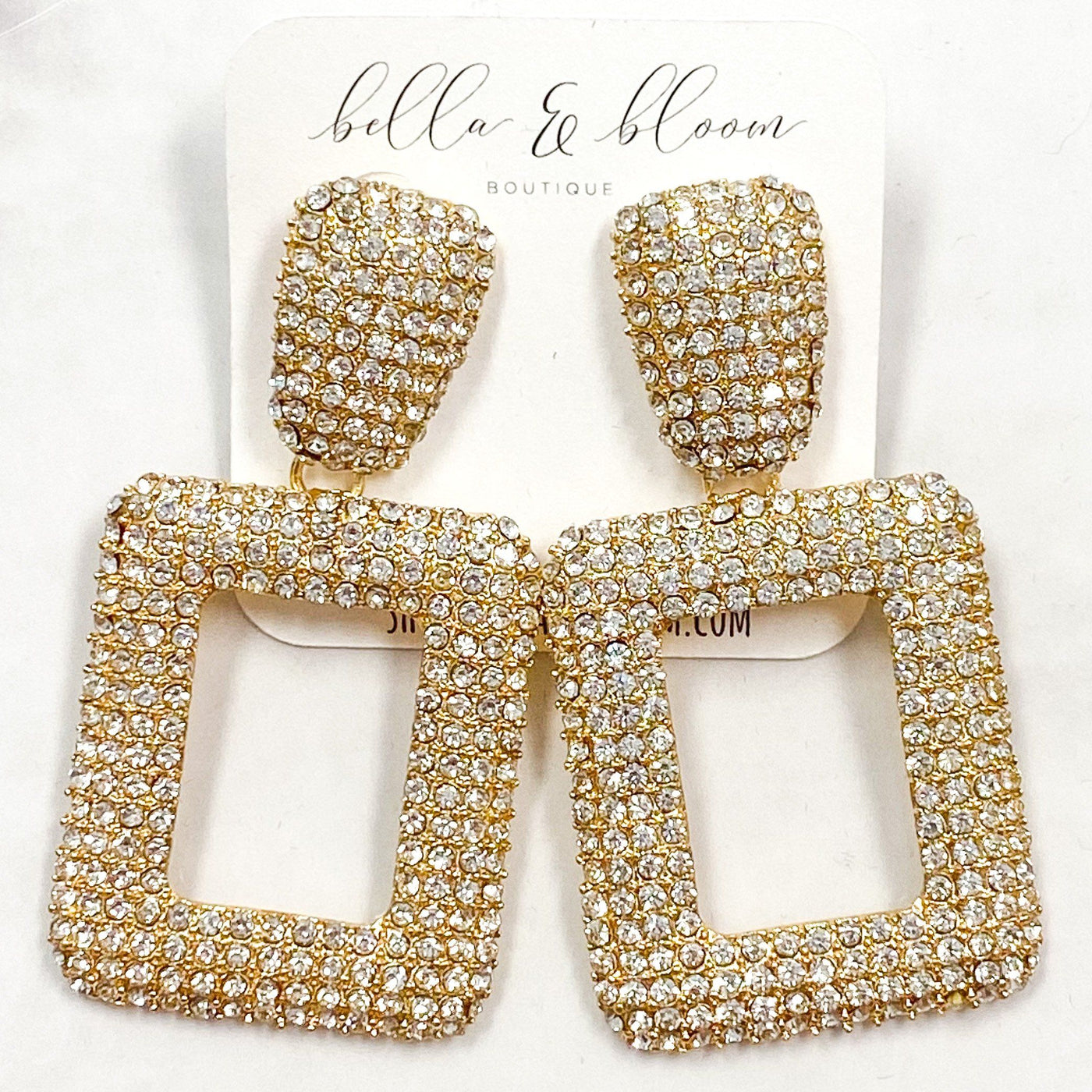 Glam Gal Earrings: Crystal/Gold - Bella and Bloom Boutique