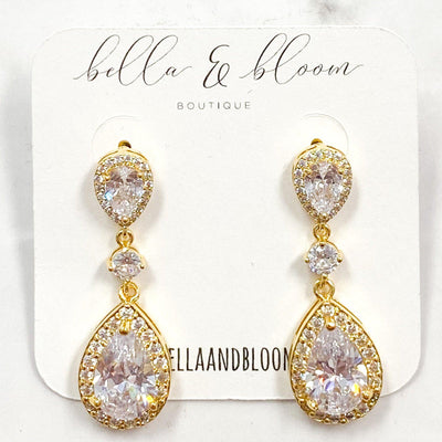 Formal Occasion Teardrop Earrings: Gold - Bella and Bloom Boutique