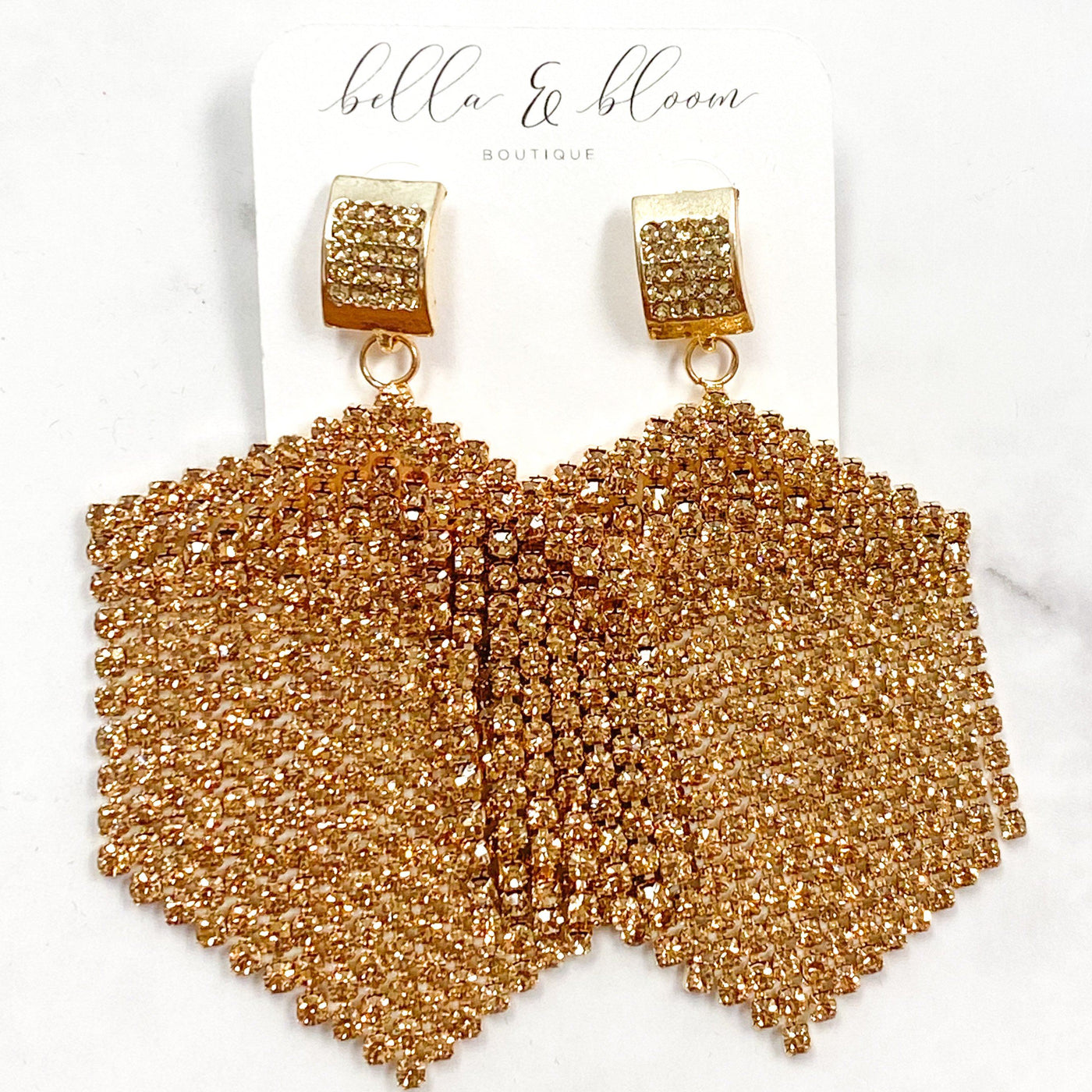 Raining Diamonds Earrings: Gold/Rose Gold - Bella and Bloom Boutique