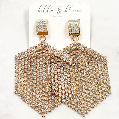 Raining Diamonds Earrings: Crystal/Gold - Bella and Bloom Boutique