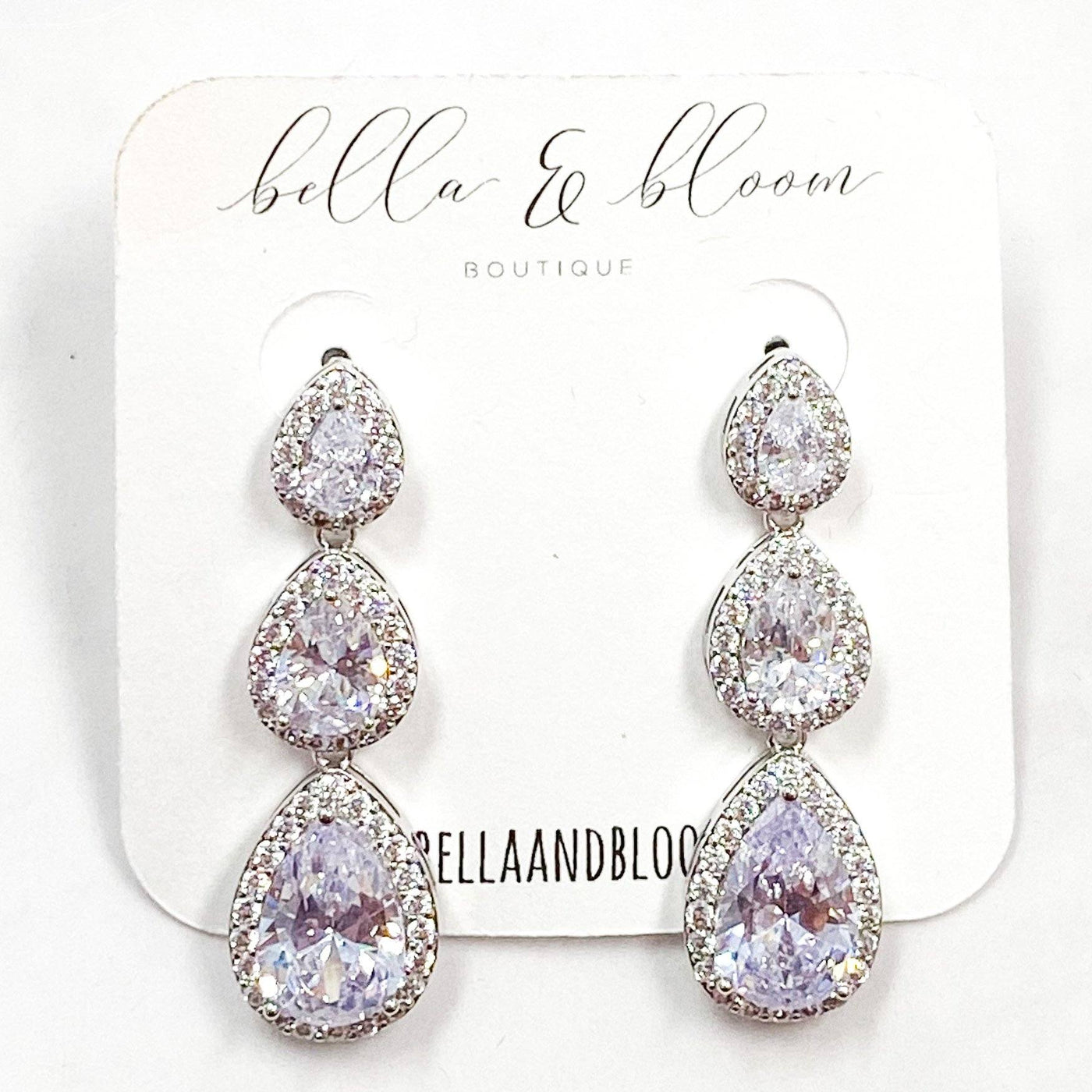Teardrop Tiered Earrings: Silver - Bella and Bloom Boutique