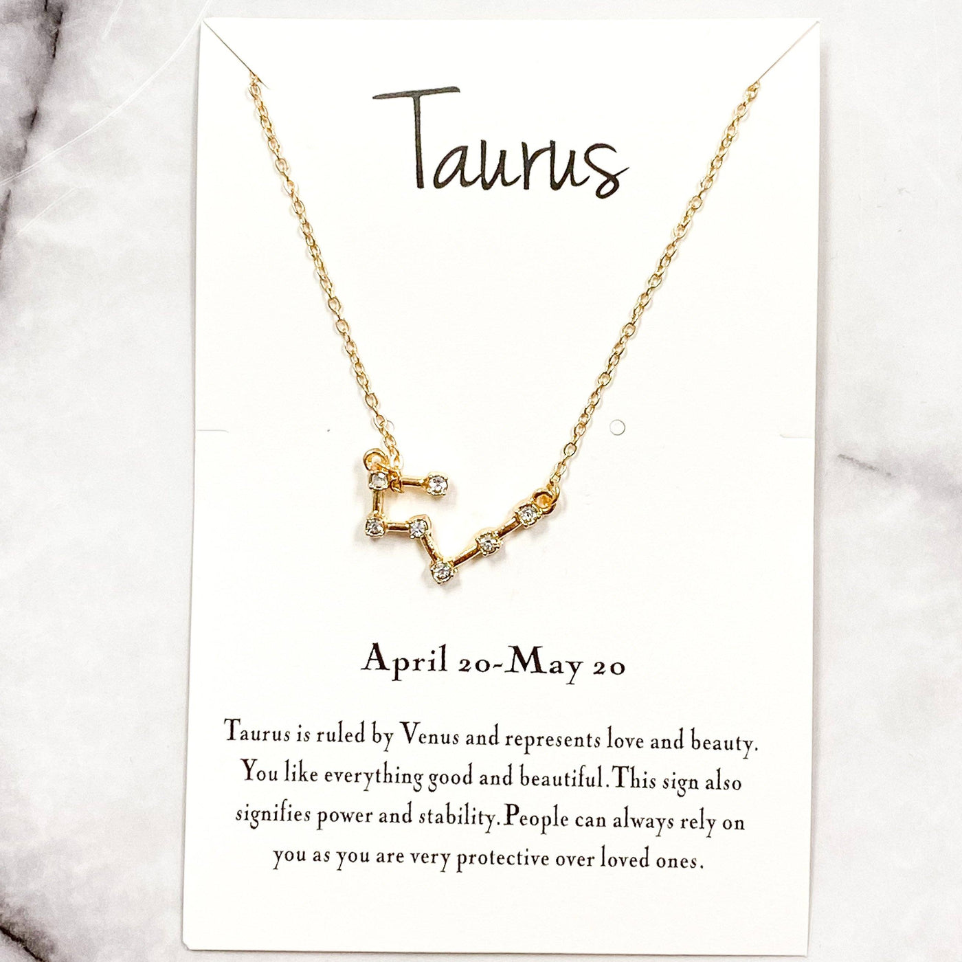 Zodiac Necklace: Gold, Taurus - Bella and Bloom Boutique