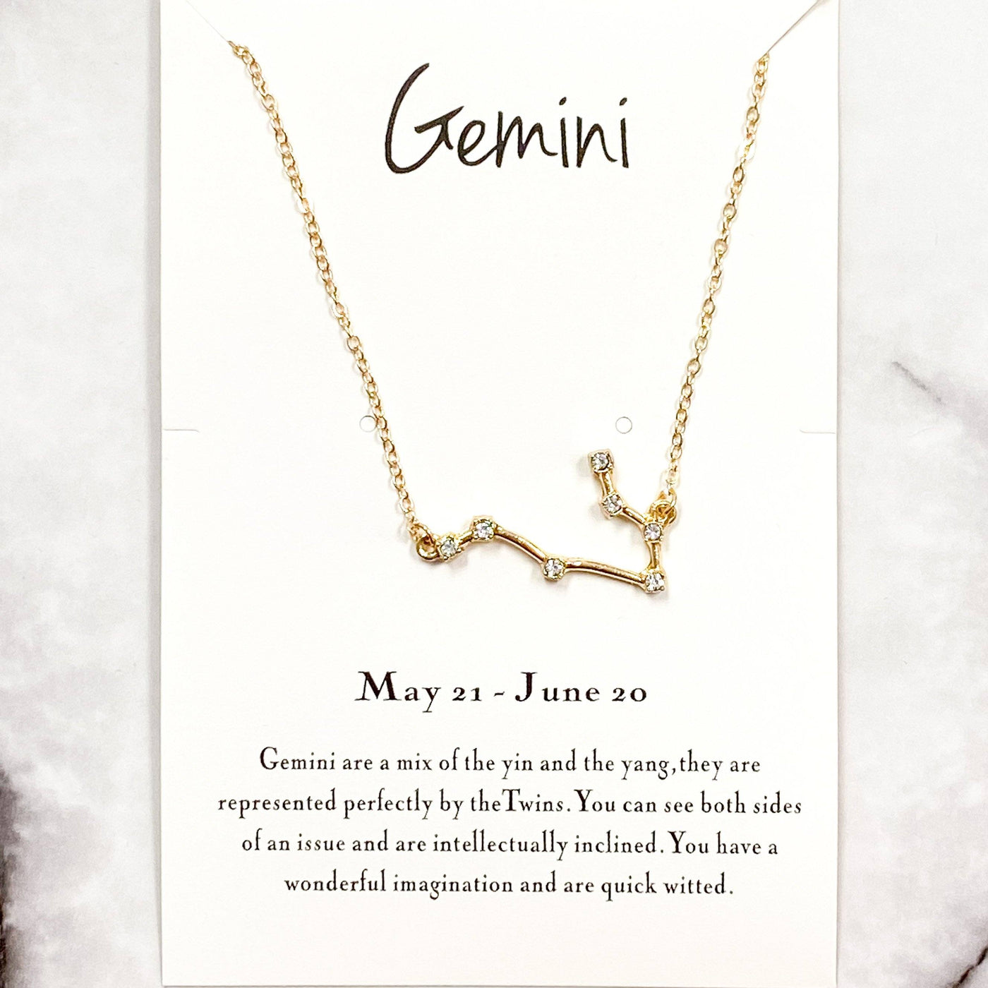 Zodiac Necklace: Gold, Gemini - Bella and Bloom Boutique