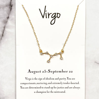 Zodiac Necklace: Gold, Virgo - Bella and Bloom Boutique