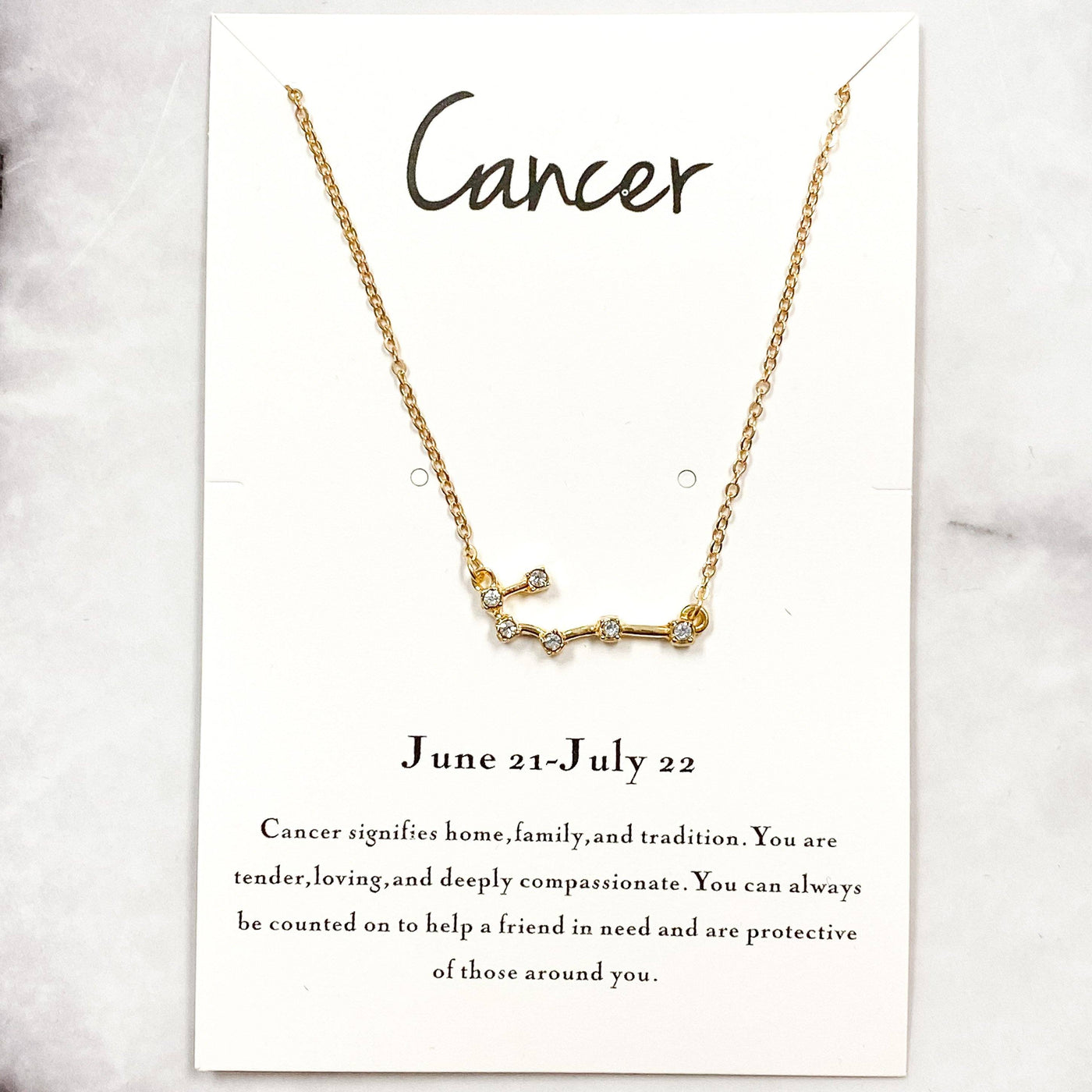 Zodiac Necklace: Gold, Cancer - Bella and Bloom Boutique