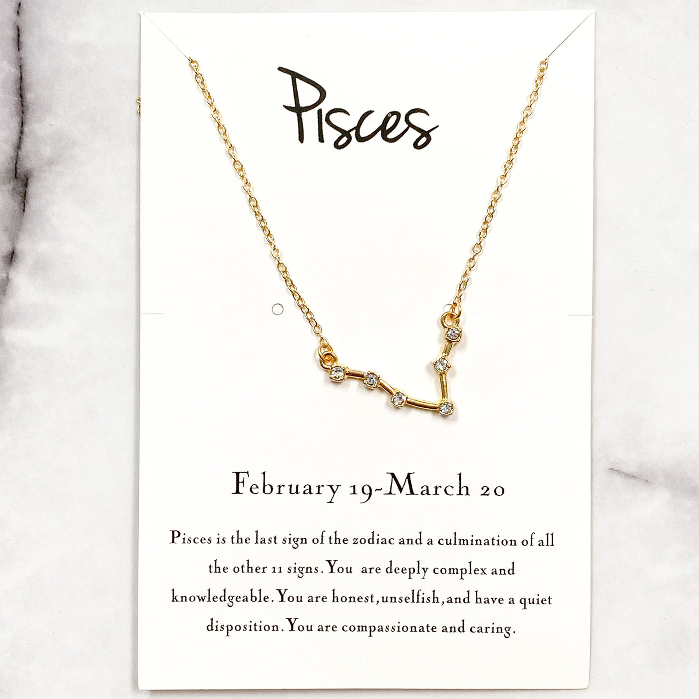 Zodiac Necklace: Gold, Pisces - Bella and Bloom Boutique