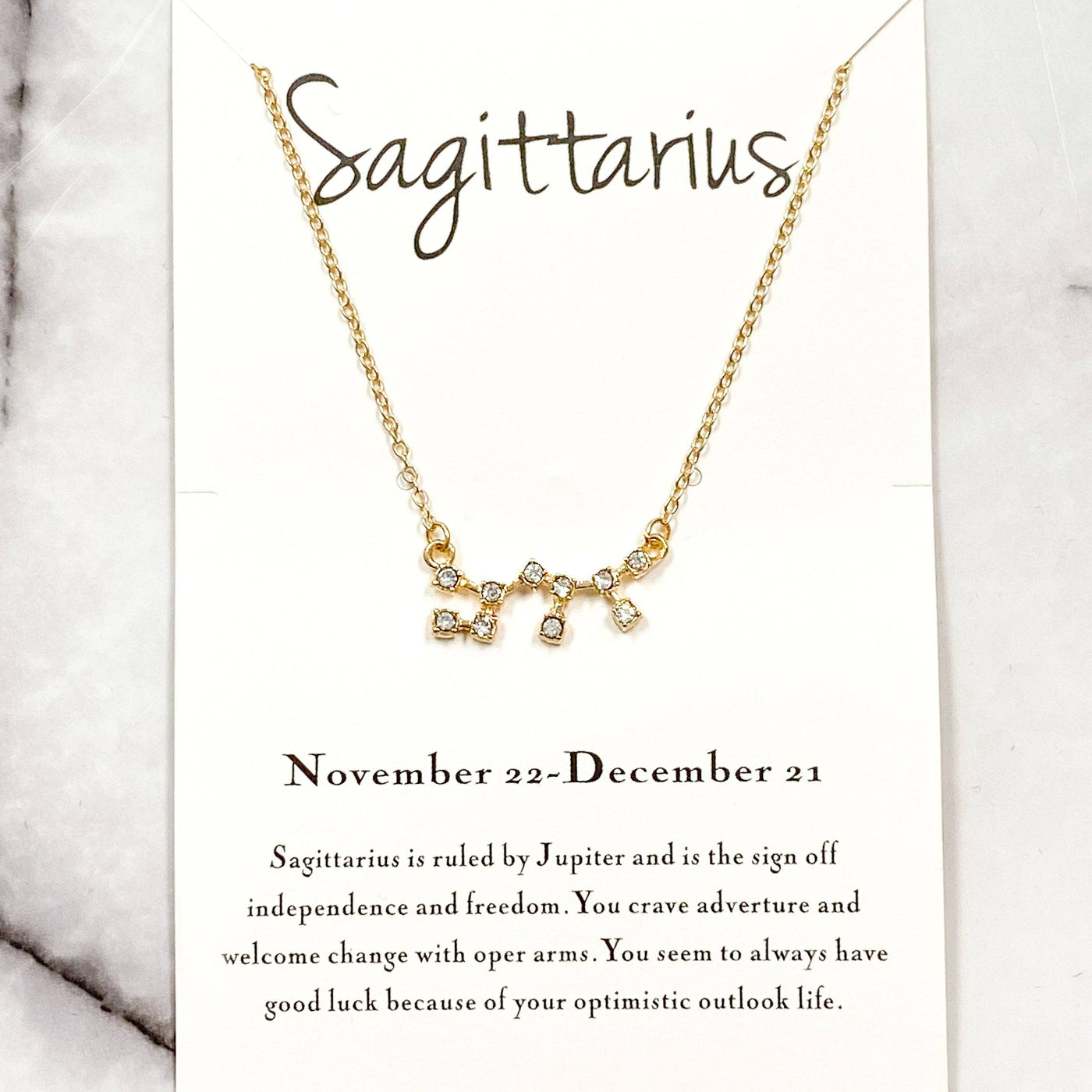 Zodiac Necklace: Gold, Sagittarius - Bella and Bloom Boutique