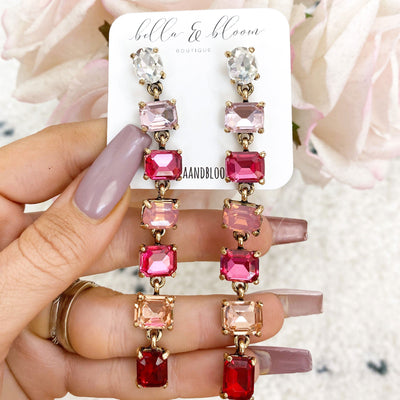 Ombré Dangle Earrings: Pink/Red Multi - Bella and Bloom Boutique