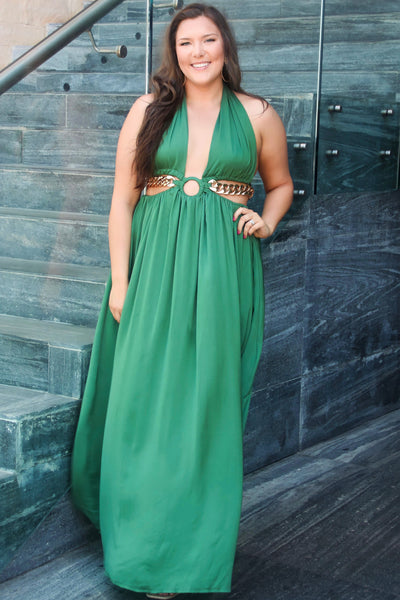 Bali Babe Cutout Maxi Dress: Green - Bella and Bloom Boutique