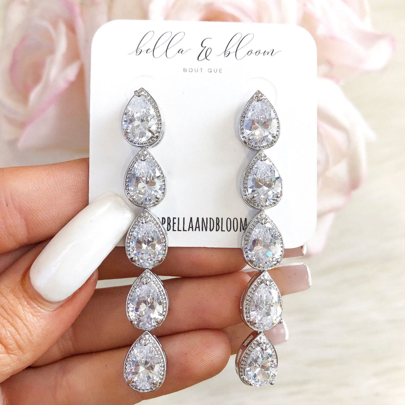 Cascading Teardrop Earrings: Silver - Bella and Bloom Boutique
