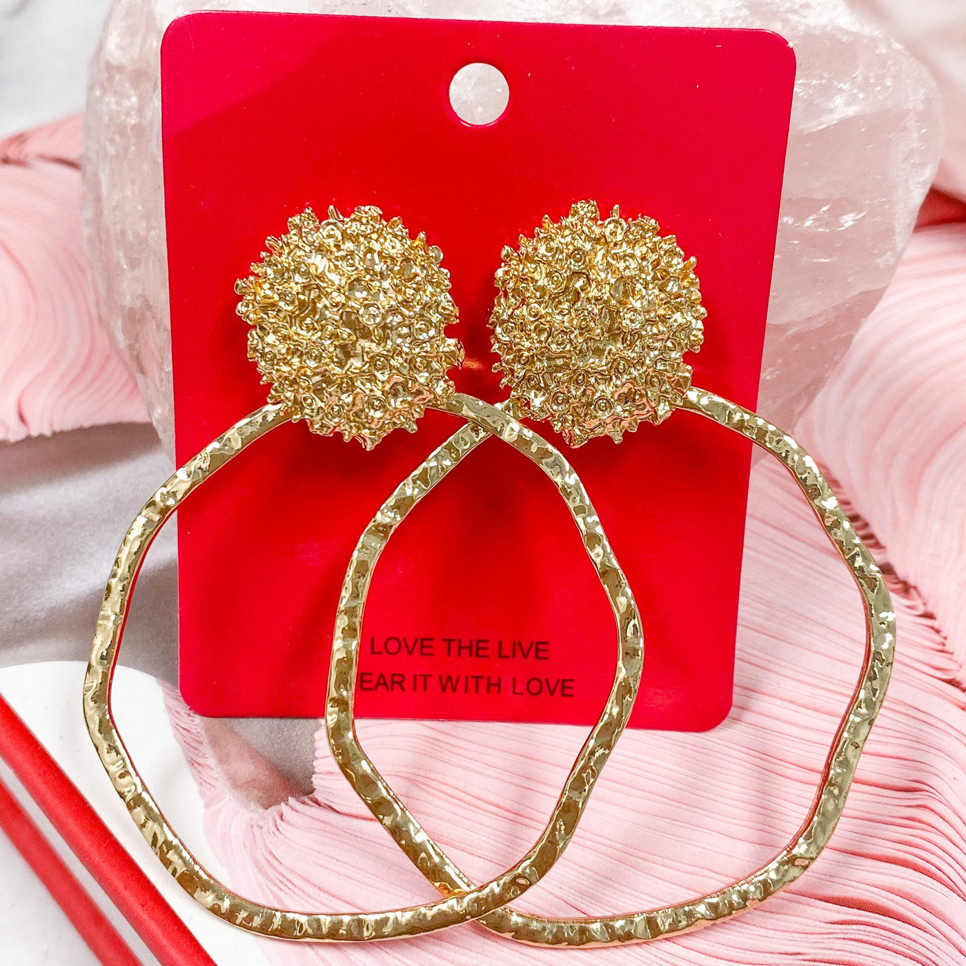 Lauren Hammered Hoop Earrings: Gold - Bella and Bloom Boutique