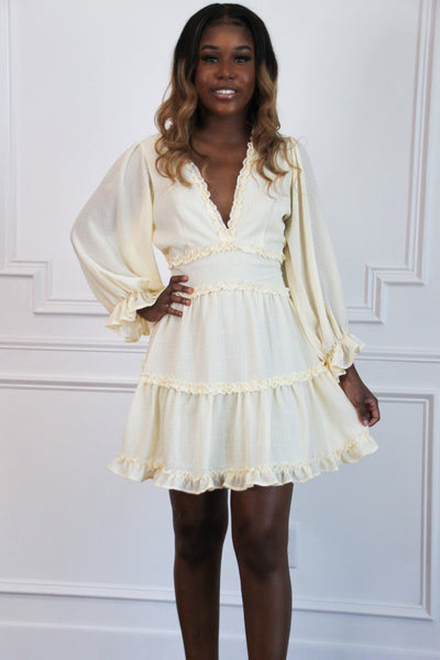 Brinley Ruffle Dress: Pastel Yellow - Bella and Bloom Boutique