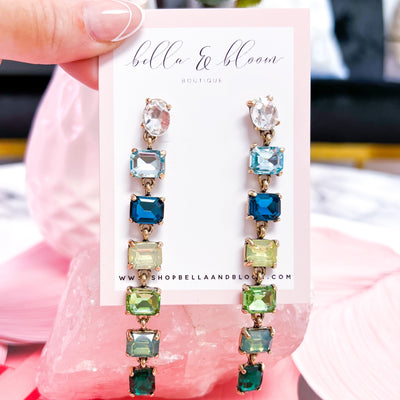 Ombré Dangle Earrings: Green Multi - Bella and Bloom Boutique