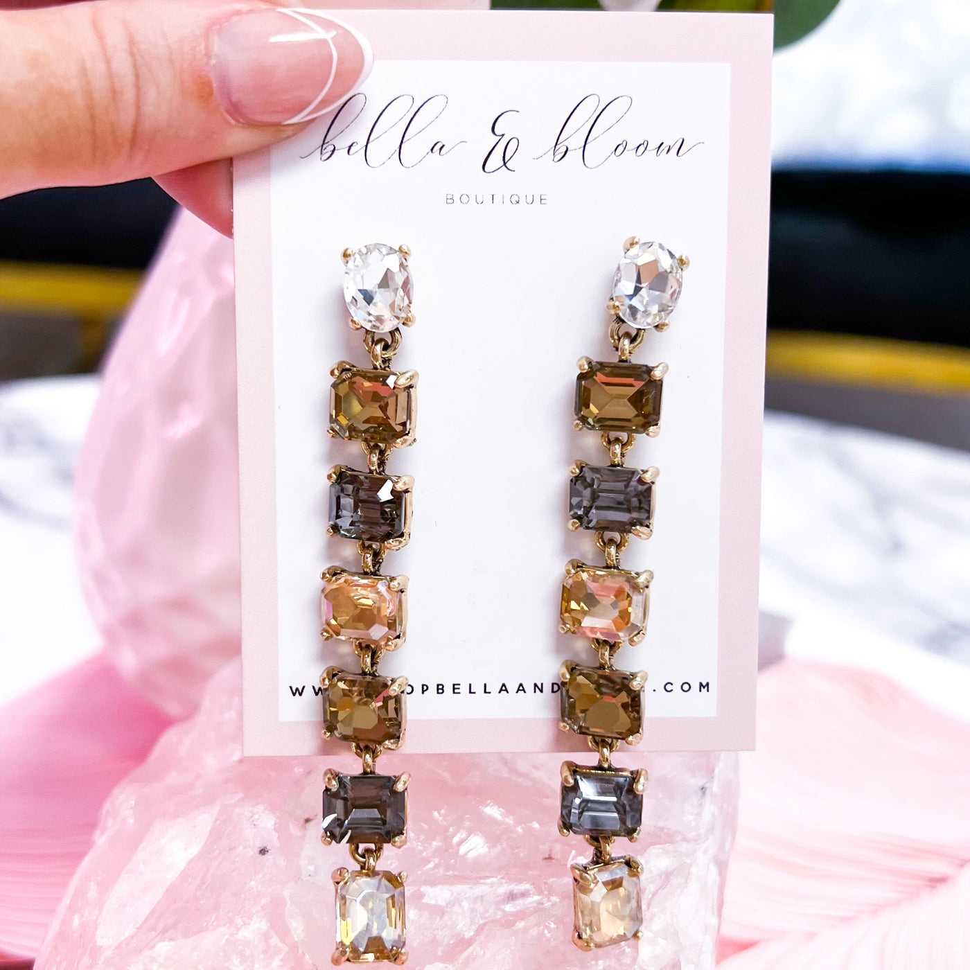 Ombré Dangle Earrings: Champagne Multi - Bella and Bloom Boutique