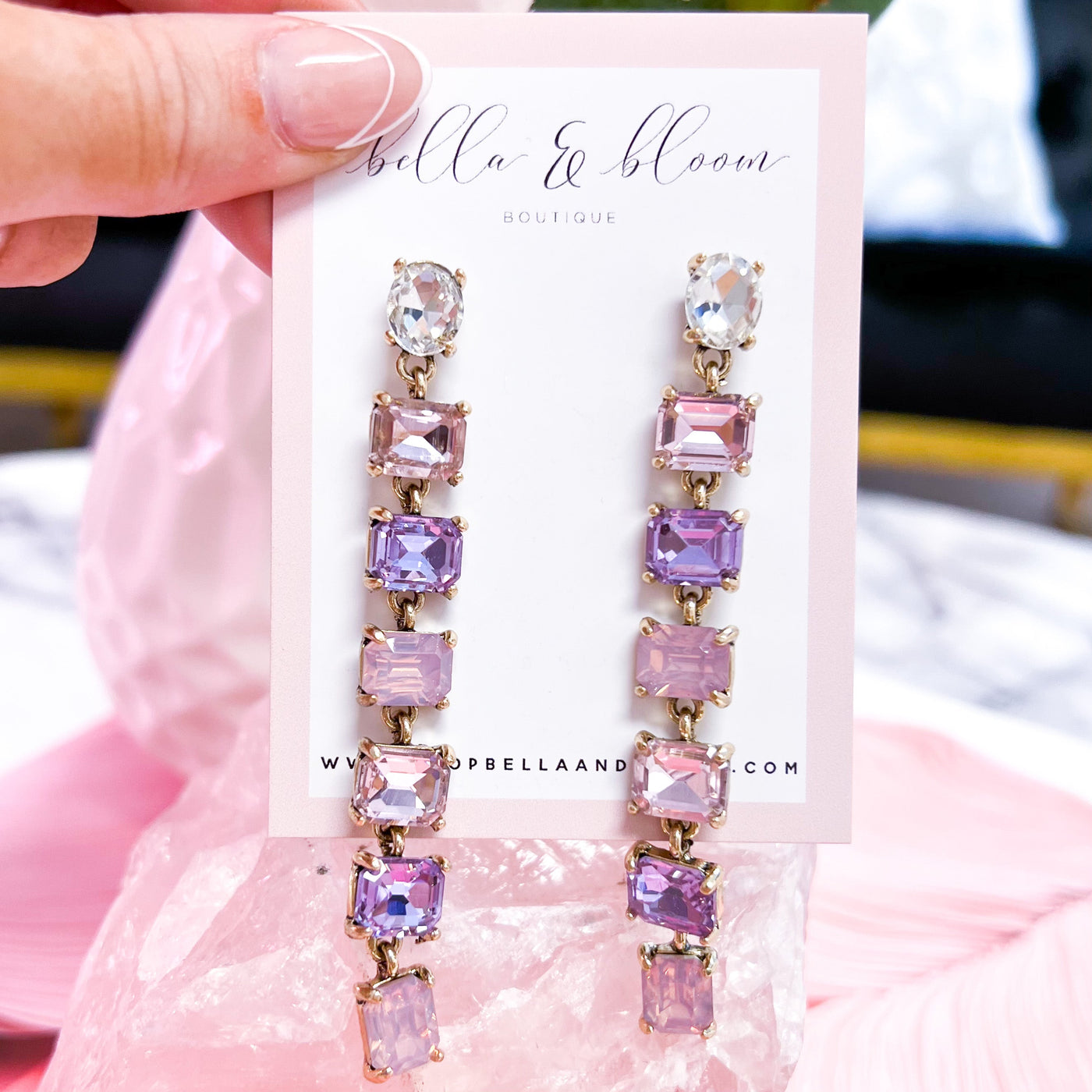 Ombré Dangle Earrings: Pink/Purple Multi - Bella and Bloom Boutique