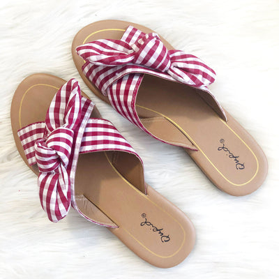 RESTOCK: Berkley Knot Sandals: Red/White - Bella and Bloom Boutique