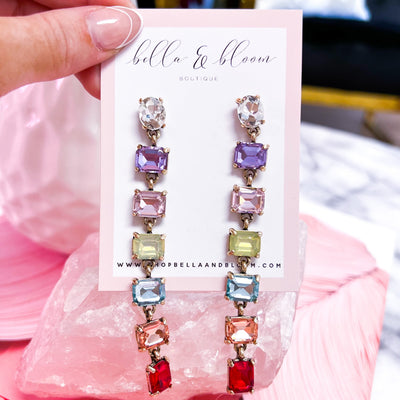 Ombré Dangle Earrings: Rainbow Multi - Bella and Bloom Boutique