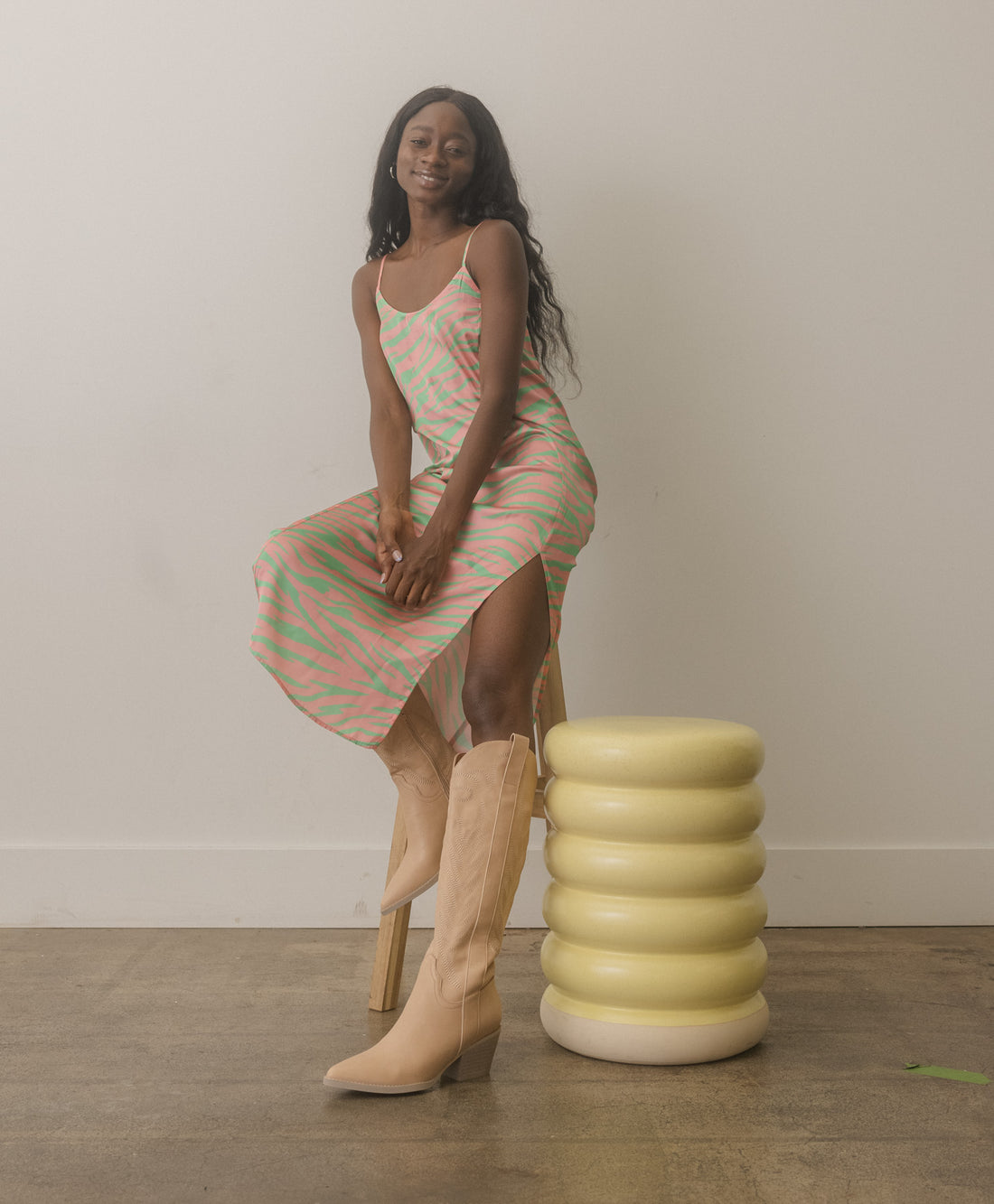 Samara Knee High Cowboy Boots: Nude - Bella and Bloom Boutique