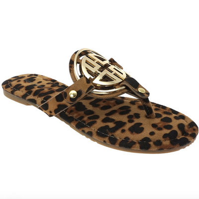 RESTOCK: Bryleigh Medallion Sandals: Leopard/Gold - Bella and Bloom Boutique