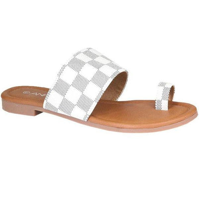 Lorena Checkered Sandals: Gray/White - Bella and Bloom Boutique