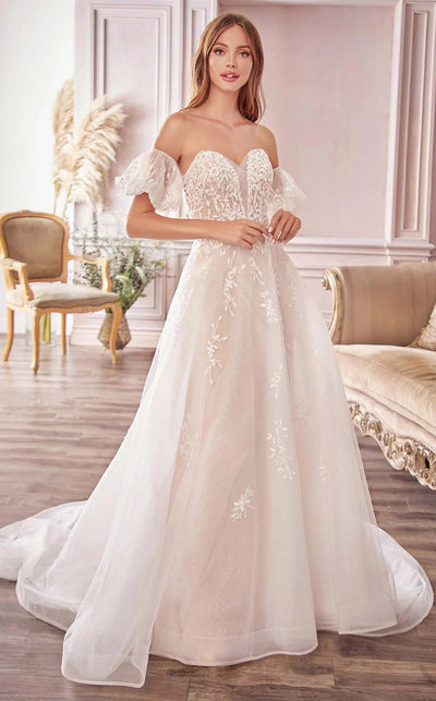 Willow Lace Sparkly Off Shoulder Wedding Dress: Off White - Bella and Bloom Boutique