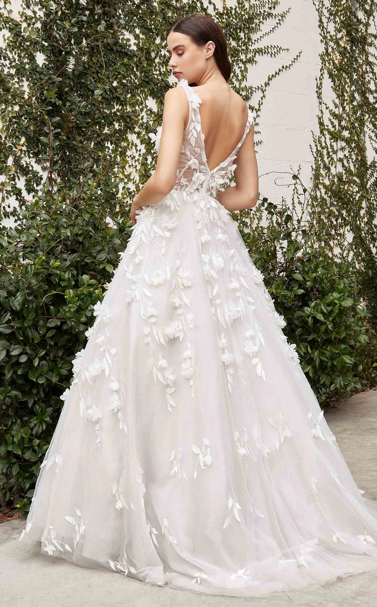 Liza Floral Applique Wedding Dress: Off White - Bella and Bloom Boutique
