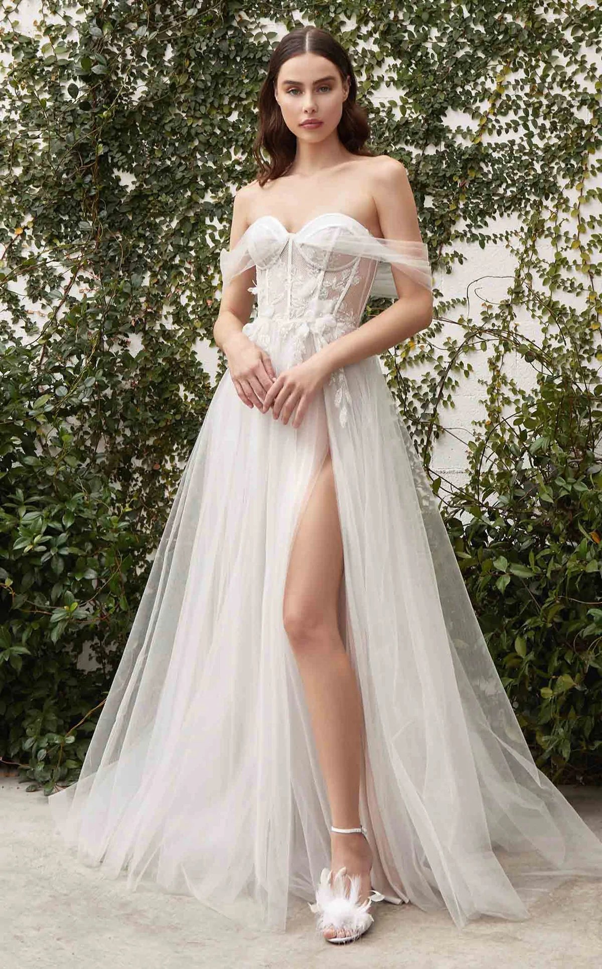 off shoulder slit wedding dress Sexy Off-the-Shoulder A-line Slit Satin Wedding Dress