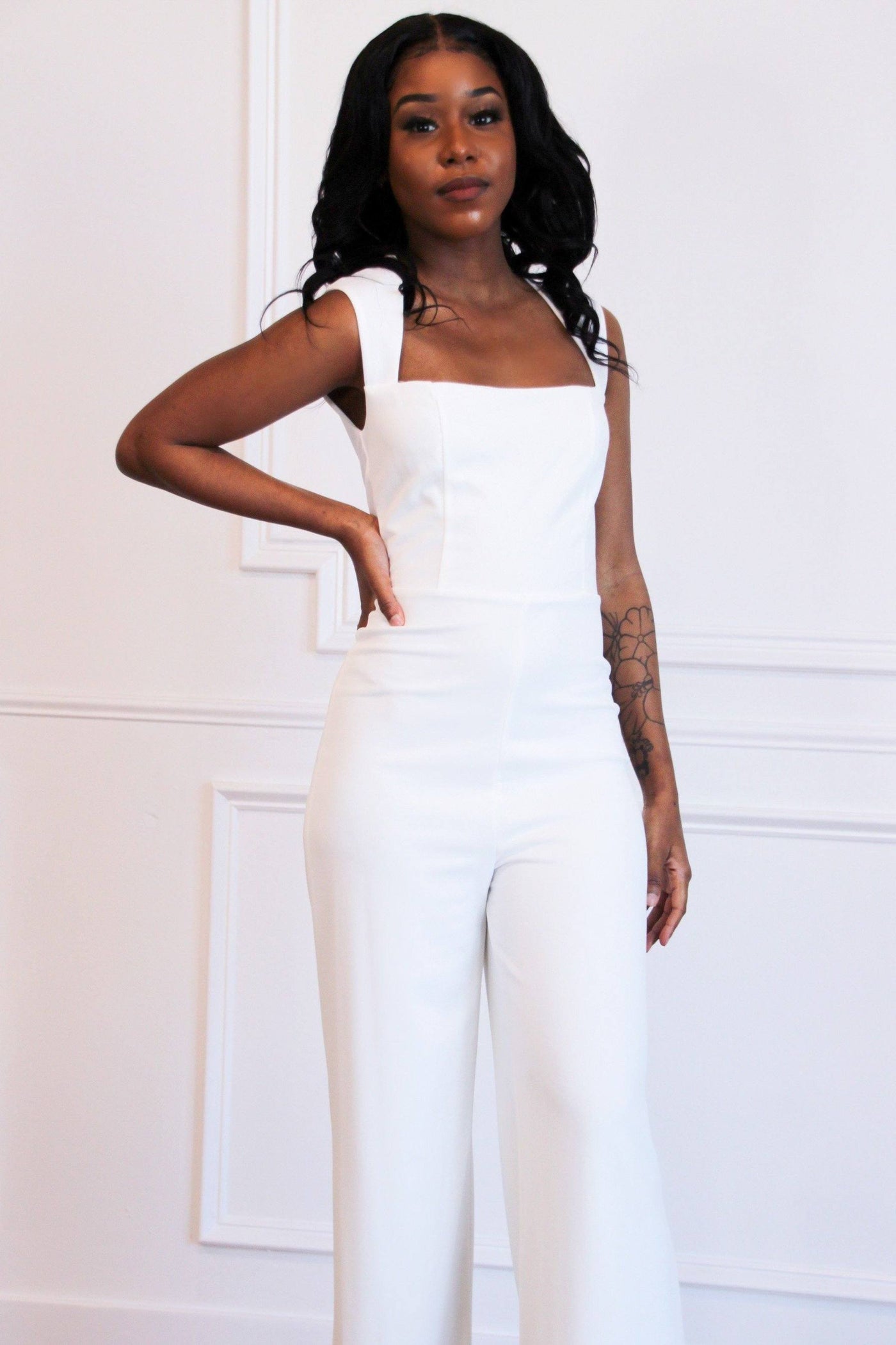 Event Ready Jumpsuit: White - Bella and Bloom Boutique