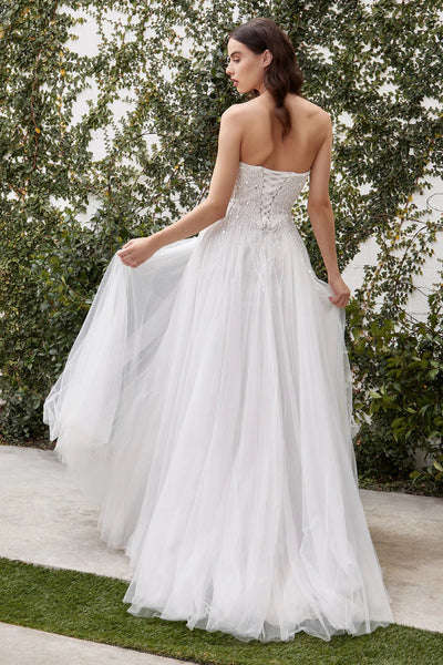 Gabrielle Strapless Tulle Beaded Wedding Dress: Off White - Bella and Bloom Boutique