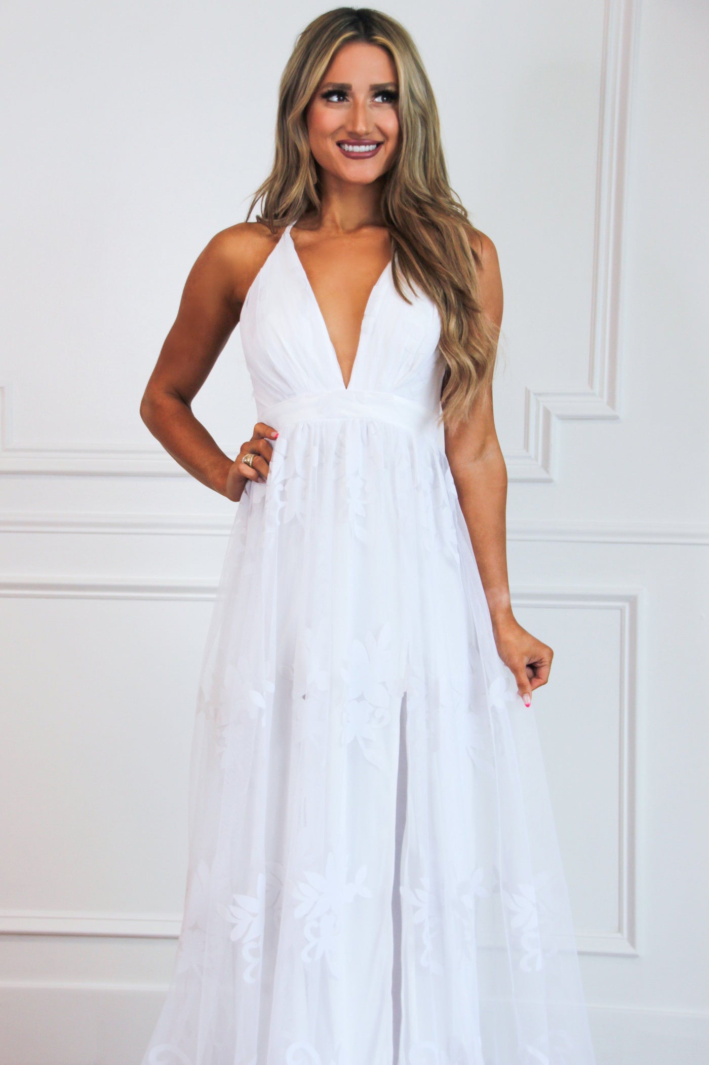 Bella and Bloom Boutique - Take Me to Nashville Fringe Dress: White 3XL