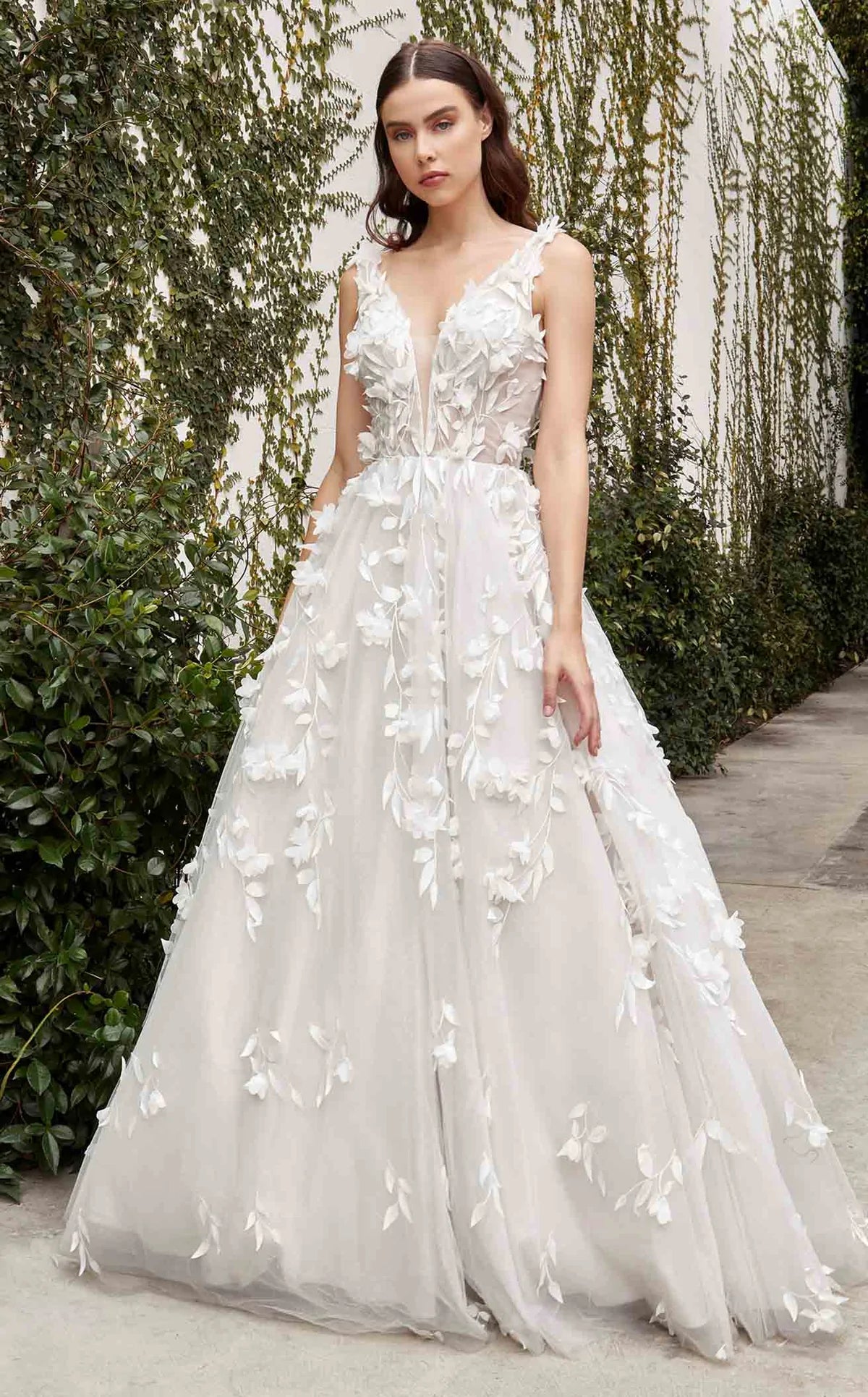 Liza Floral Applique Wedding Dress: Off White - Bella and Bloom Boutique