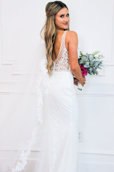 Meet You At the Altar Lace Wedding Dress: White - Bella and Bloom Boutique