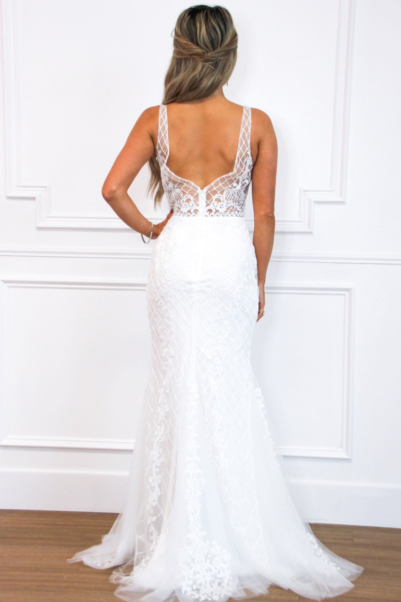 Meet You At the Altar Lace Wedding Dress: White - Bella and Bloom Boutique
