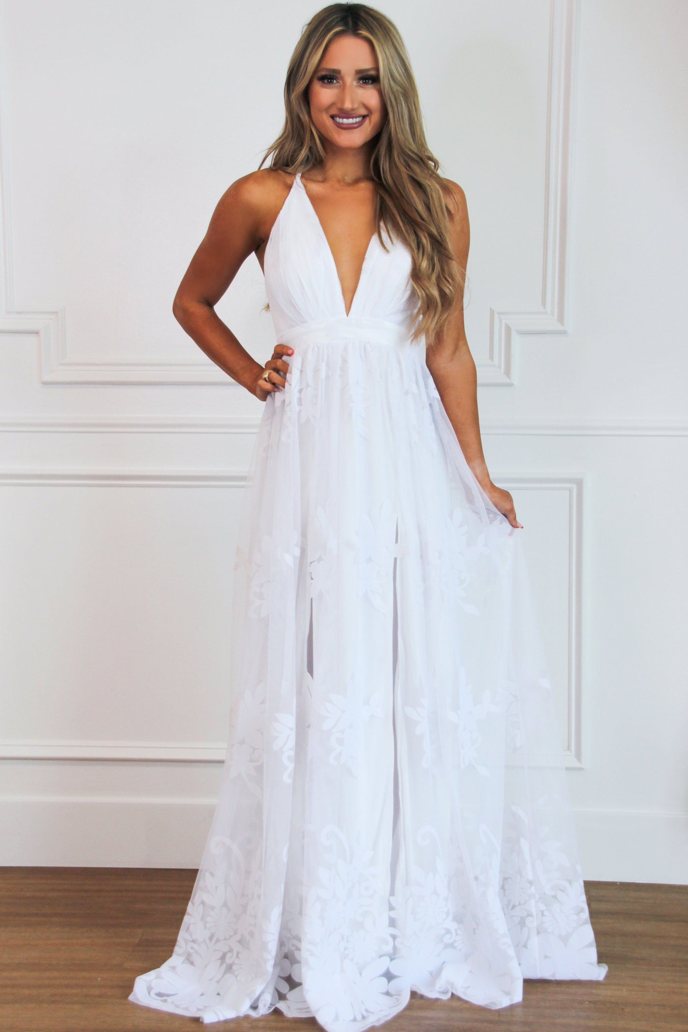 Here Comes the Bride Maxi Dress: Pure White - Bella and Bloom Boutique
