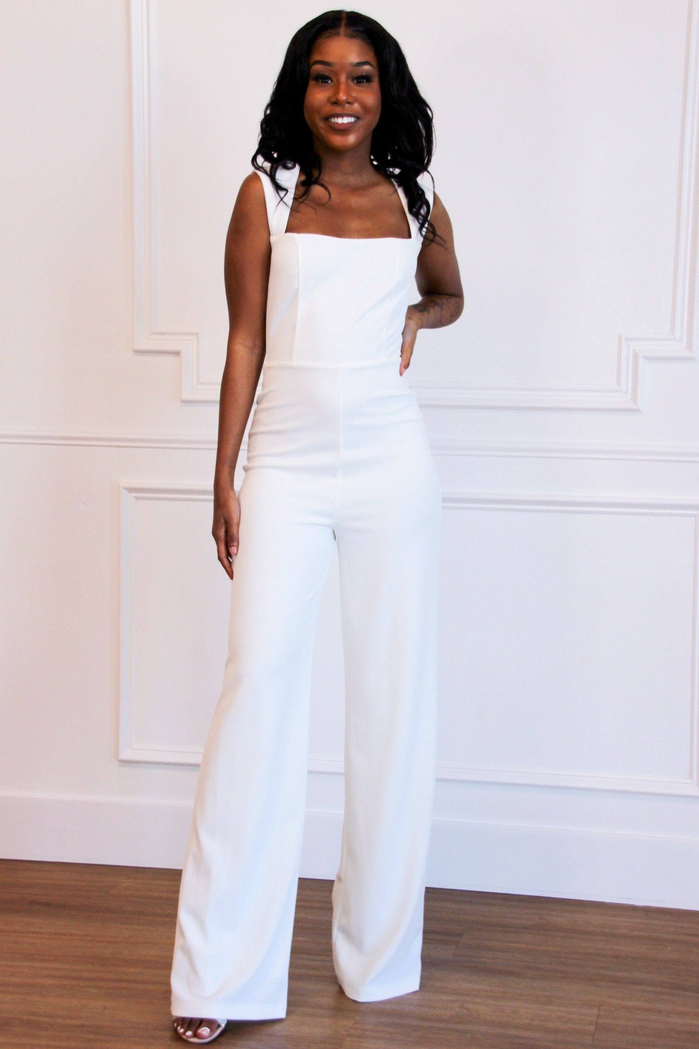 Event Ready Jumpsuit: White - Bella and Bloom Boutique