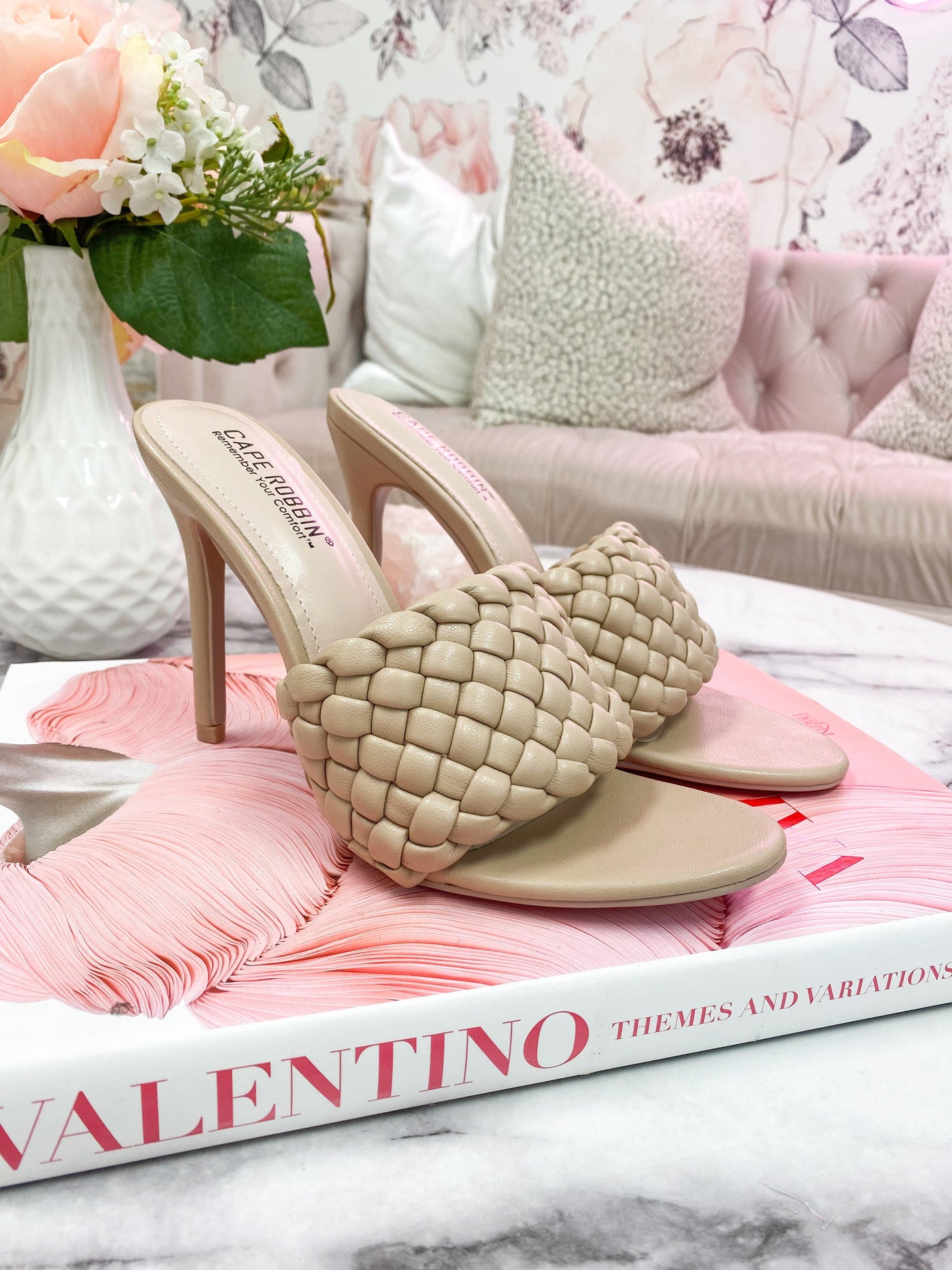 Ansley Braided Heels: Nude - Bella and Bloom Boutique