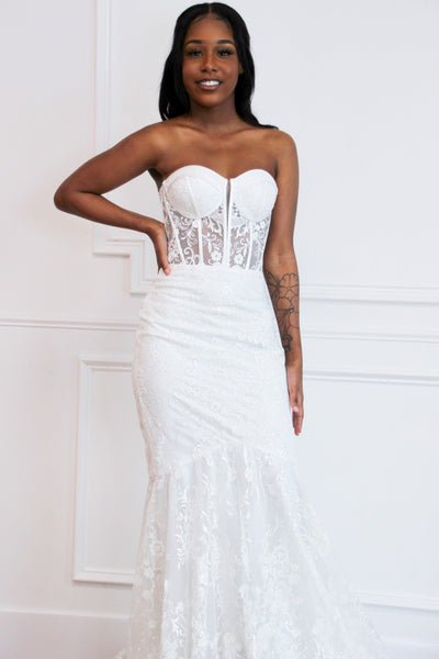 Into the Night Bustier Wedding Dress - Bella and Bloom Boutique