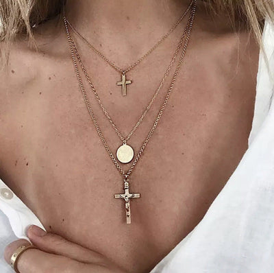 RESTOCK: She’s a Saint Layered Necklace: Gold - Bella and Bloom Boutique