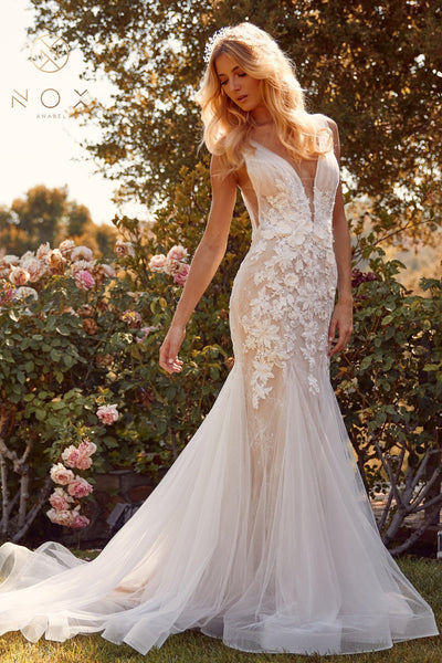 Dream Come True Lace Mermaid Wedding Dress: White/Nude - Bella and Bloom Boutique
